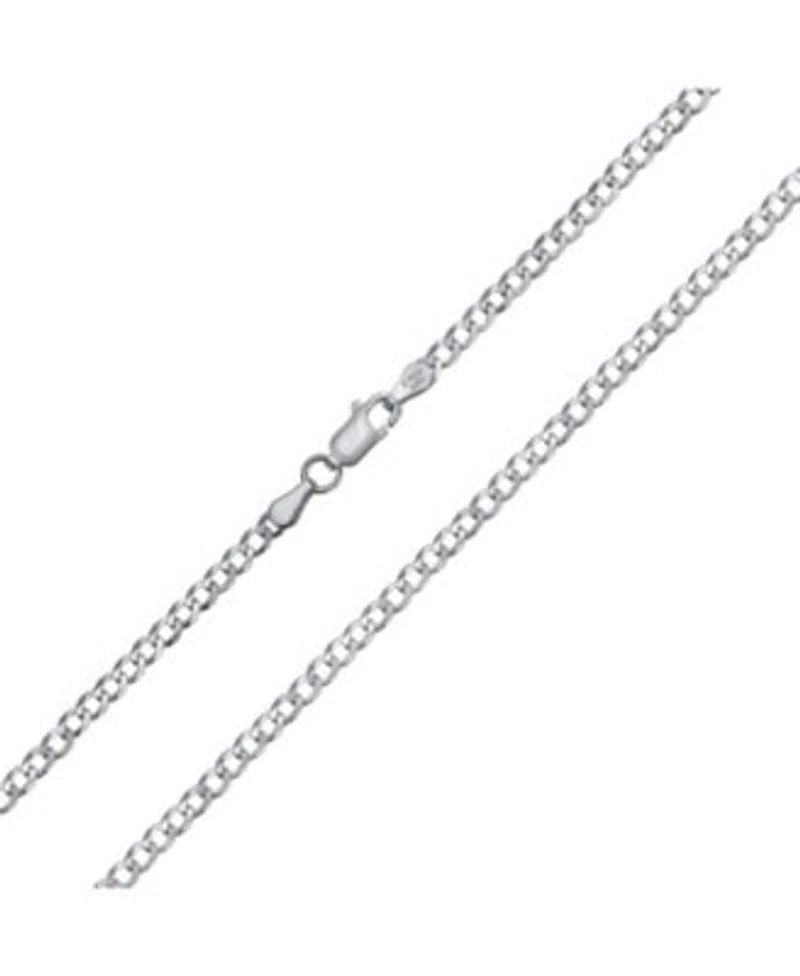 Bling Jewelry Solid 3MM Sterling Silver Miami Cuban Curb Chain Necklace