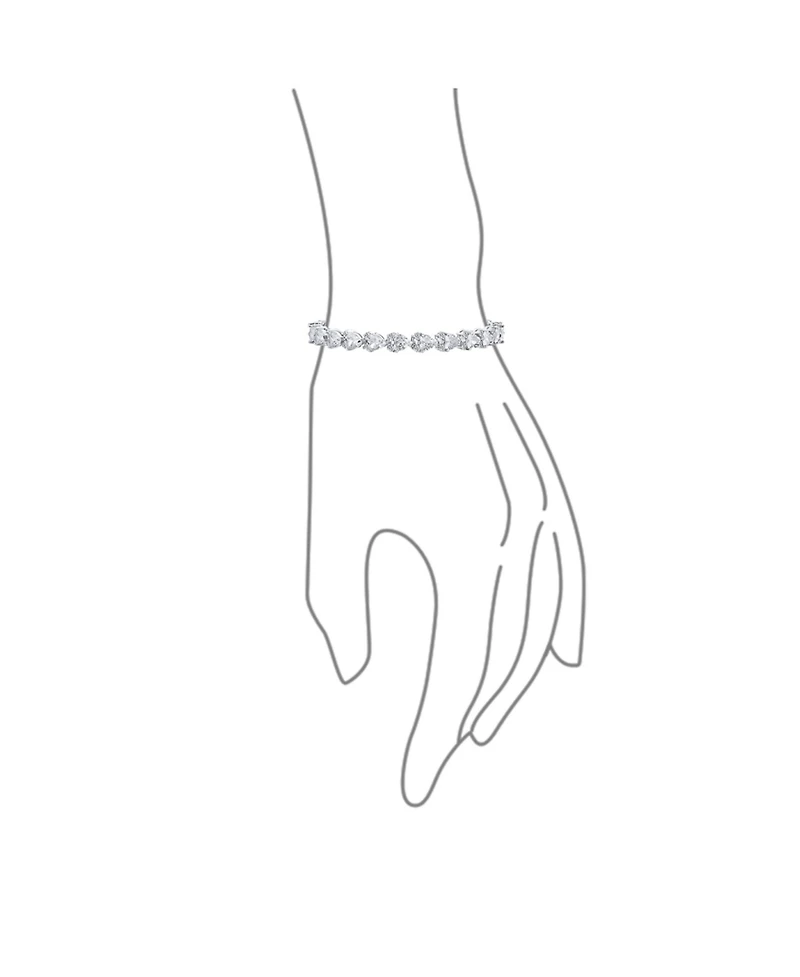 Bling Jewelry Romantic Cz Hearts Shape Tennis Bracelet Silver Plated Rhodium 7-7.5 Inch