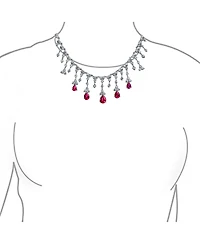 Bling Jewelry Fashion Red Cz Teardrop Red Statement Necklace Brass
