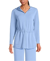 Lands' End Women's Cupro Long Sleeve Full Zip Tunic Hoodie