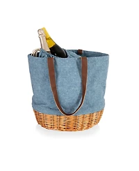 Picnic Time Coronado Canvas and Willow Basket Tote