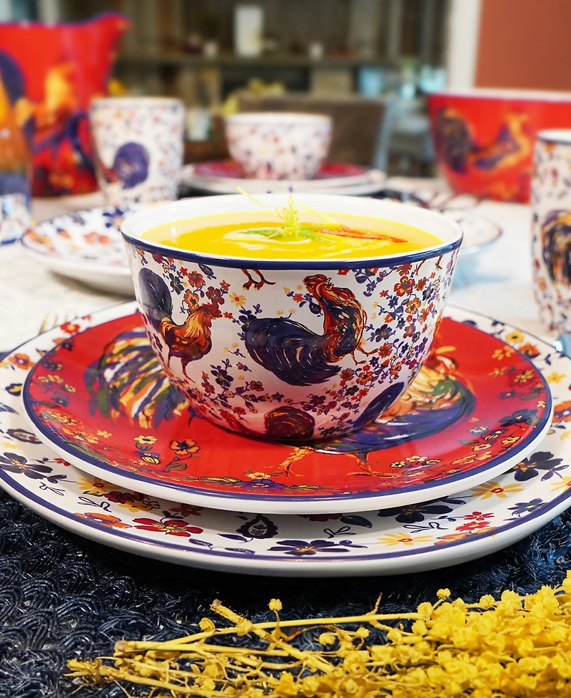 Certified International Morning Rooster Set of 4 Ice Cream Bowls