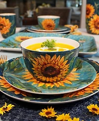 Certified International Golden Sunflowers 16Pc Dinnerware Set, Service for 4