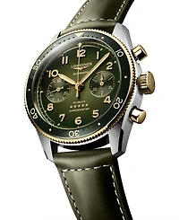 Longines Men's Swiss Automatic Chronograph Spirit Flyback Leather Strap Watch 42mm
