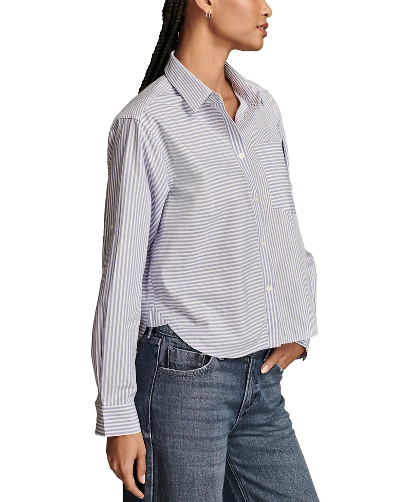 Lucky Brand Women's Striped Cropped Shirt