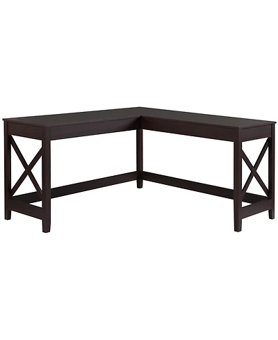 57" L-Shaped Corner Desk, Computer Home Office Desk and Writing Table, Brown