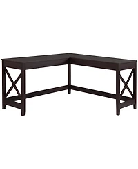 57" L-Shaped Corner Desk, Computer Home Office Desk and Writing Table, Brown