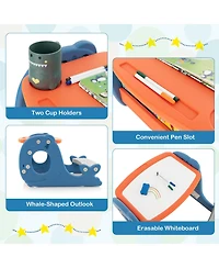 Vebreda Convertible Kids Activity Table Set Toddler Easel with Erasable Whiteboard-Blue