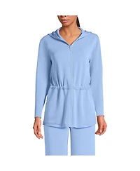 Lands' End Women's Cupro Long Sleeve Full Zip Tunic Hoodie