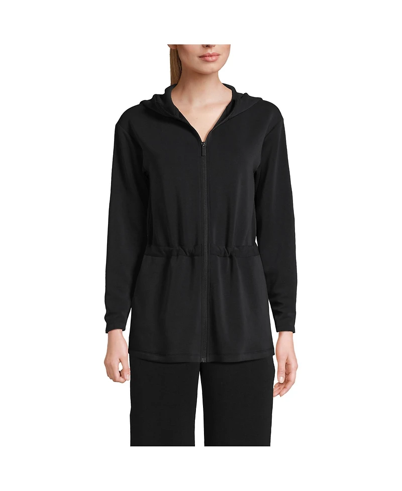 Lands' End Women's Cupro Long Sleeve Full Zip Tunic Hoodie