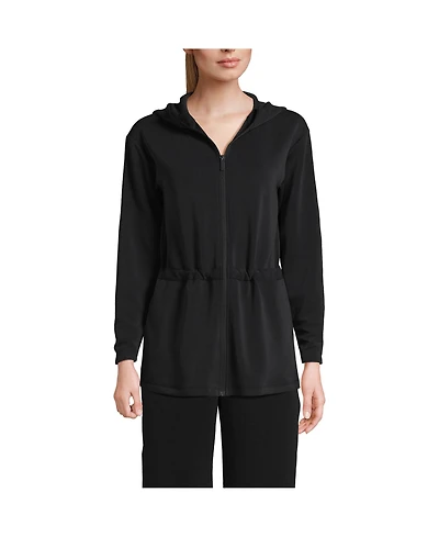 Lands' End Women's Cupro Long Sleeve Full Zip Tunic Hoodie
