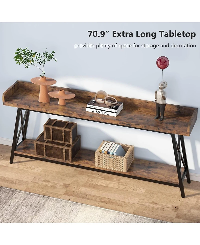 Tribesigns 70.87 inch Extra Long Console Table Behind Couch, Rustic Industrial Sofa Table for Living Room, Narrow Entryway Hallway Long Bar Table