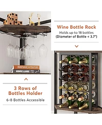 Tribesigns Corner Wine Rack with Glass Holder and Storage Shelves, 4 Tier Corner Bar Corner Wine Cabinet, Industrial Corner Wine Shelf for Living Room