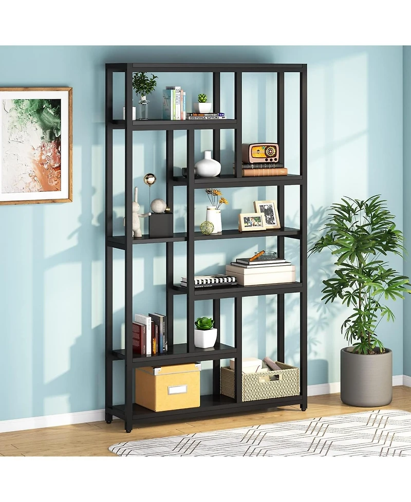 Tribesigns 79 Inch Extra Tall Bookshelf, 7-Tier Vintage Bookcase, Industrial 10-Shelf Open Storage Shelves Display Shelves Organizer for Home Office