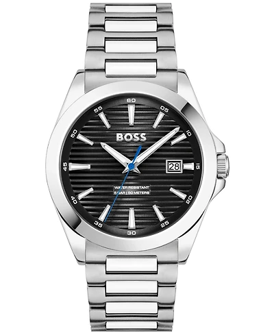 Hugo Boss Men's Strike Quartz Basic Calendar Stainless Steel Watch 41mm