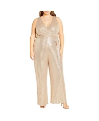 City Chic Plus Dazzling Wide leg Jumpsuit