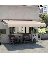 Skonyon 12 x 10 Feet Patio Retractable Awning Aluminum Sunshade Shelter-Beige