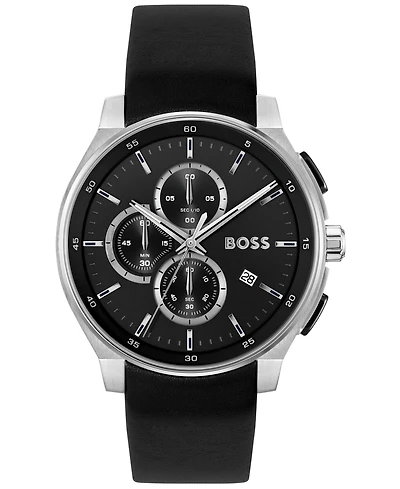 Hugo Boss Men's Peak 2.0 Quartz Chrono Leather Watch 45mm