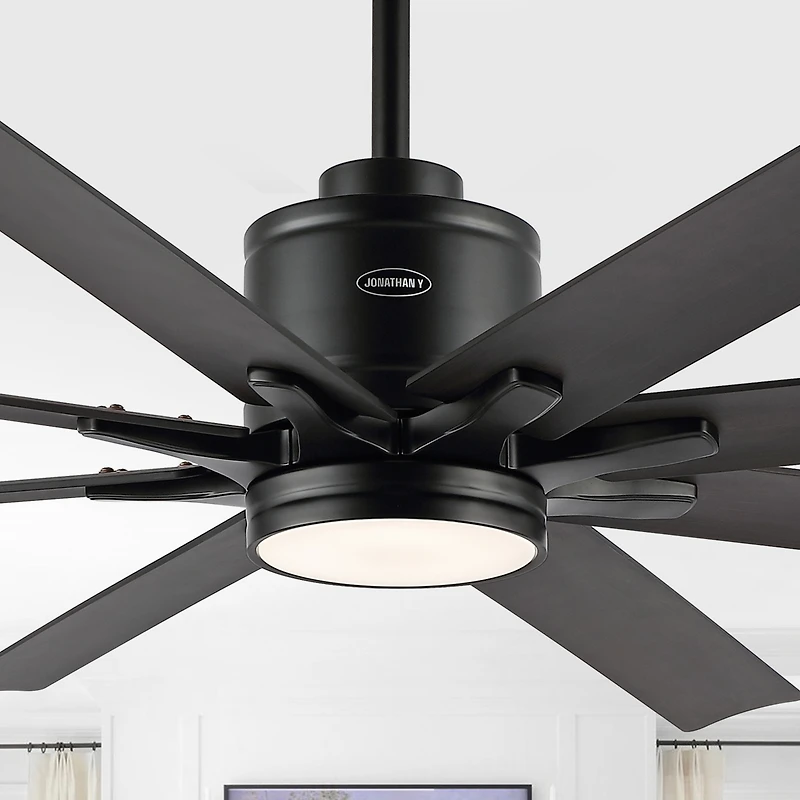 Jonathan Y Octo 66" 1-Light Contemporary Industrial Iron/Plastic Mobile-App/Remote-Controlled 6-Speed Ceiling Fan with Integrated Led Light