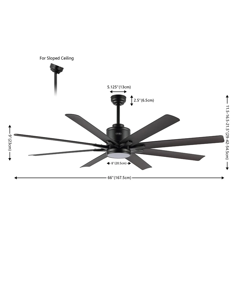 Jonathan Y Octo 66" 1-Light Contemporary Industrial Iron/Plastic Mobile-App/Remote-Controlled 6-Speed Ceiling Fan with Integrated Led Light