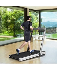 4.75HP 2 In 1 Folding Treadmill with Remote App Control-Silver