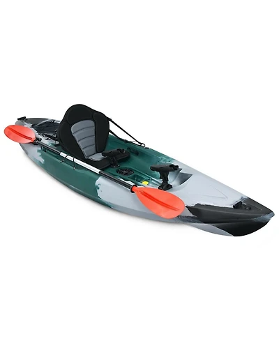 Sit-on-Top Fishing Kayak Boat With Fishing Rod Holders and Paddle-Gray