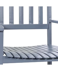 Jonathan Y Seagrove Farmhouse Classic Slat-Back 350-lbs Support Acacia Wood Outdoor Rocking Chair