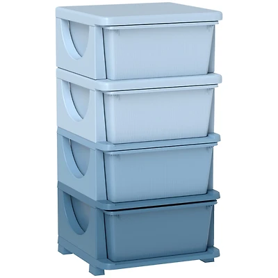 Qaba 30" 4 Tier Kids Storage Unit Dresser Tower,