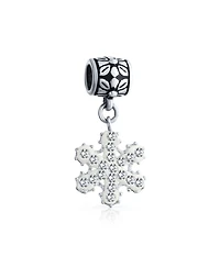 Bling Jewelry Frozen Winter Crystal Dangle Holiday Party Christmas Snowflake Bead Charm For Sterling Silver European Bracelet