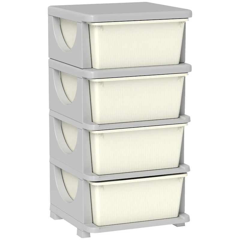 Qaba 30" 4 Tier Kids Storage Unit Dresser Tower,