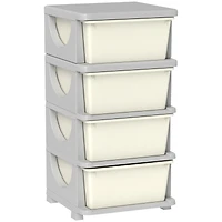Qaba 30" 4 Tier Kids Storage Unit Dresser Tower,