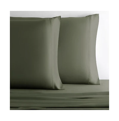Cariloha Retreat 2-Piece Sateen Pillowcase Set | Oasis Green |King | Lyocell Material | Breathable, Corner Straps, Extra soft & Cooling
