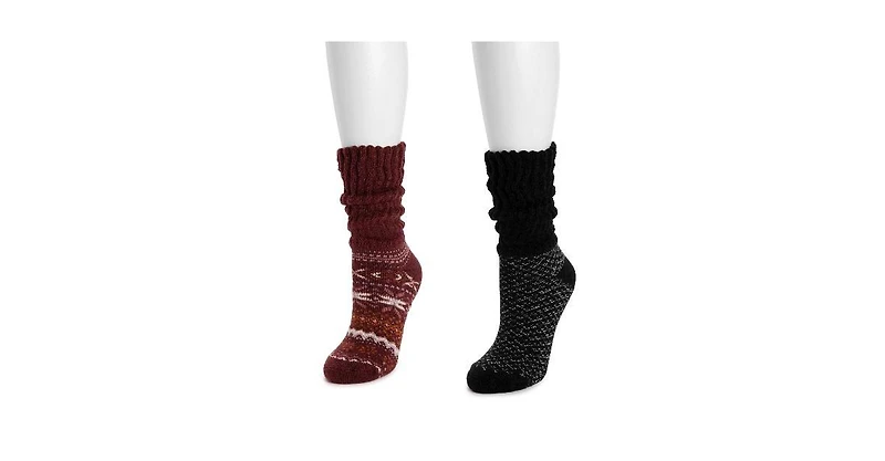 Muk Luks Women's Slouch Heat Retainer Sock (2 Pair Pack)