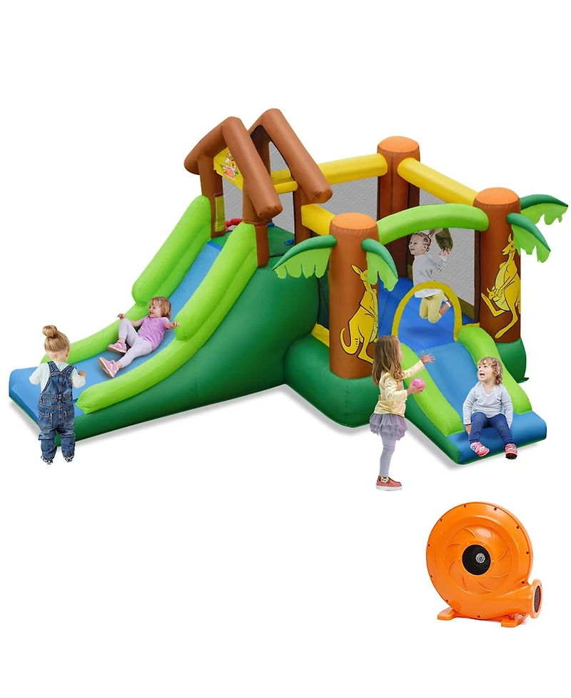 Costway Inflatable Jungle Bounce House Kids Dual Slide Jumping Castle Bouncer
