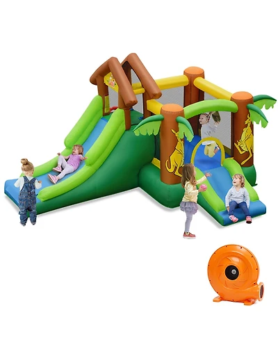 Costway Inflatable Jungle Bounce House Kids Dual Slide Jumping Castle Bouncer