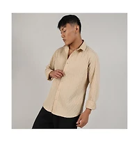 Men's Butter Yellow Crinkled-Weave Shirt