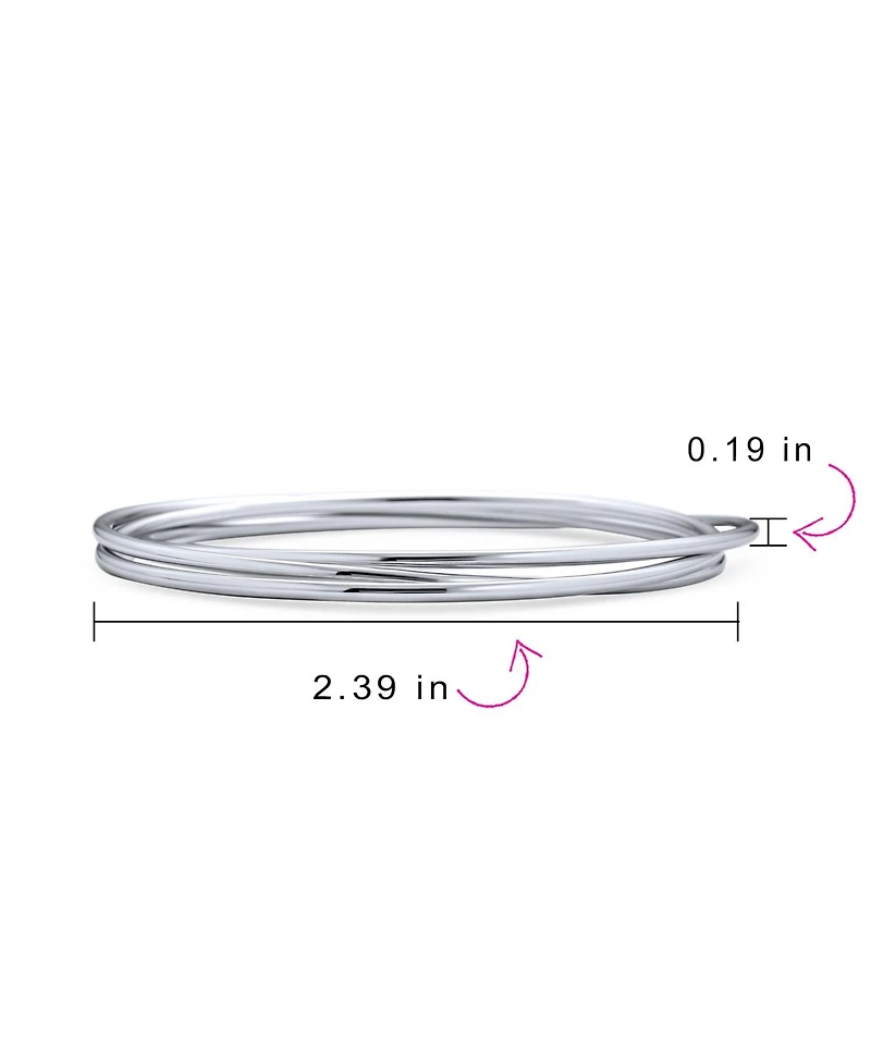 Bling Jewelry Set Of 3 Solid 2MM Small Wrist Round Stackable Smooth Multi Bangle Bracelet Sterling Silver