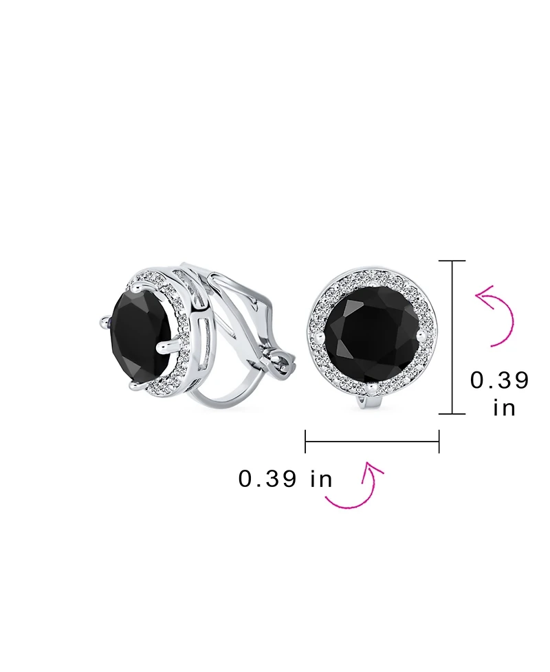 Bling Jewelry Classic 2CT Round Cz Cubic Zirconia Solitaire Halo Clip On Stud Earrings Non Pierced 7MM