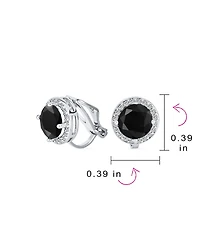 Bling Jewelry Classic 2CT Round Cz Cubic Zirconia Solitaire Halo Clip On Stud Earrings Non Pierced 7MM