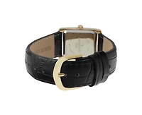 Peugeot Women's Tank Watch Roman Dial Black Leather Strap