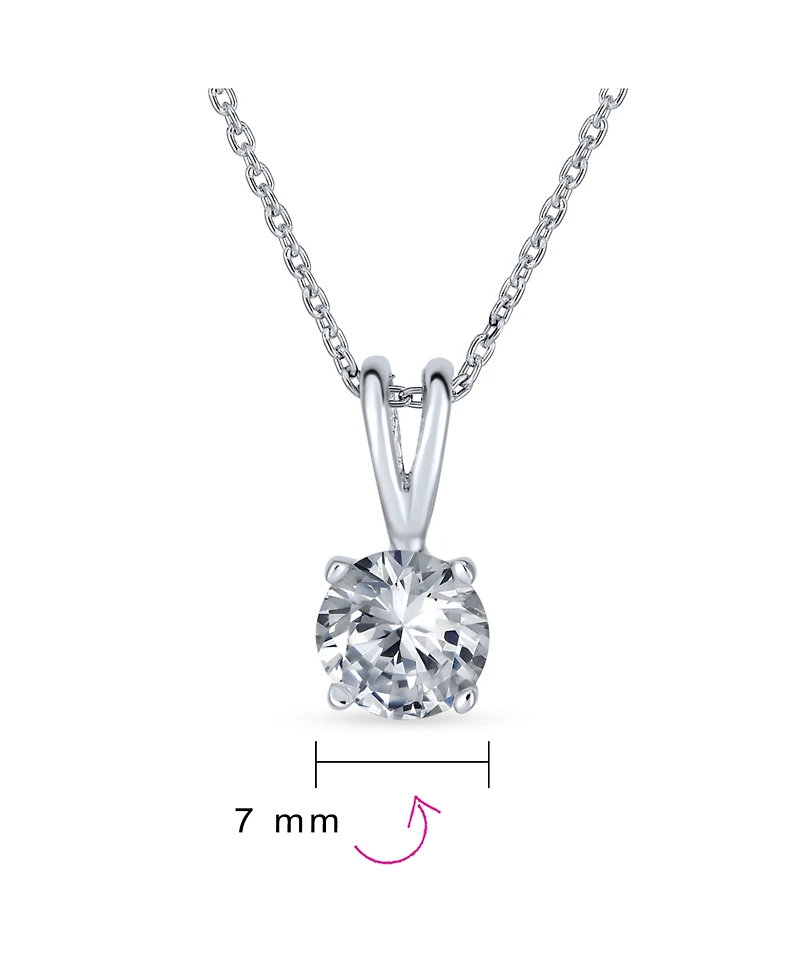 Bling Jewelry 1.5CTW Cz Solitaire Round Clear Cubic Zirconia Pendant Necklace s Sterling Silver