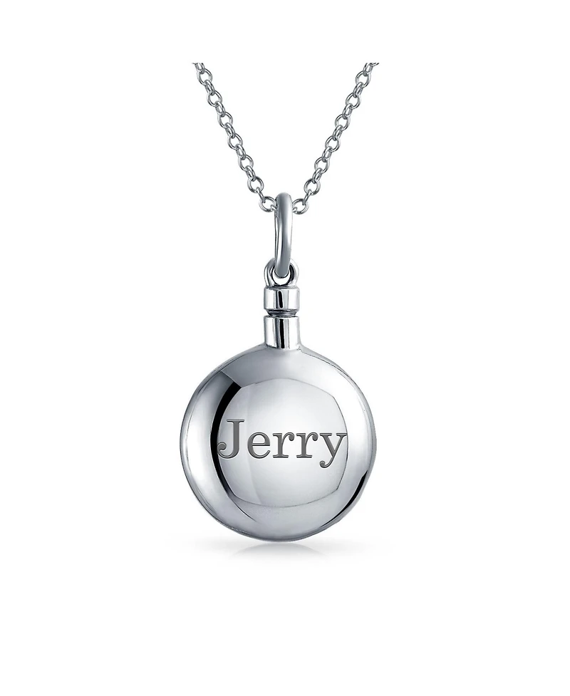 Bling Jewelry Large Puff Round Circle Locket Pendant Memorial Cremation Urn Necklace For Ashes Sterling Silver