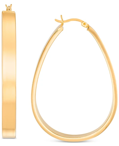 Polished Pear-Shape Flat Medium Hoop Earrings in 14k Gold-Plated Sterling Silver