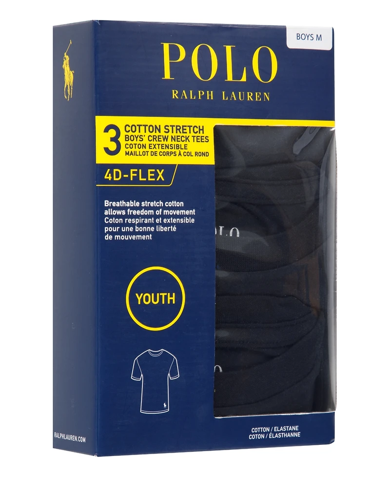 Polo Ralph Lauren Big Boys Crewneck Undershirts, 3 Pack