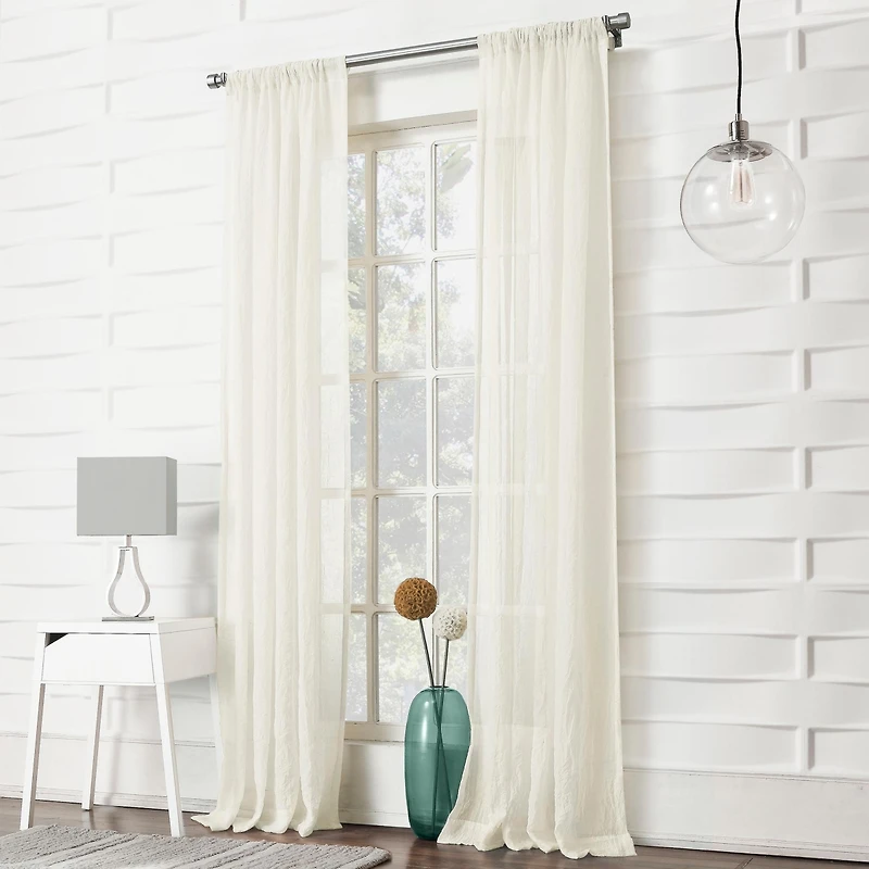 Silvia Crushed Texture Semi-Sheer Rod Pocket Curtain Panel