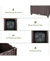 Skonyon Raised Garden Bed with Trellis Planter Box for Climbing Plants -Brown
