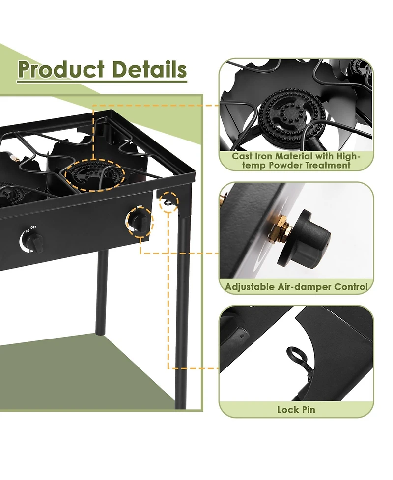 Skonyon 225 000-btu Portable Propane 3 Burner Gas Cooker
