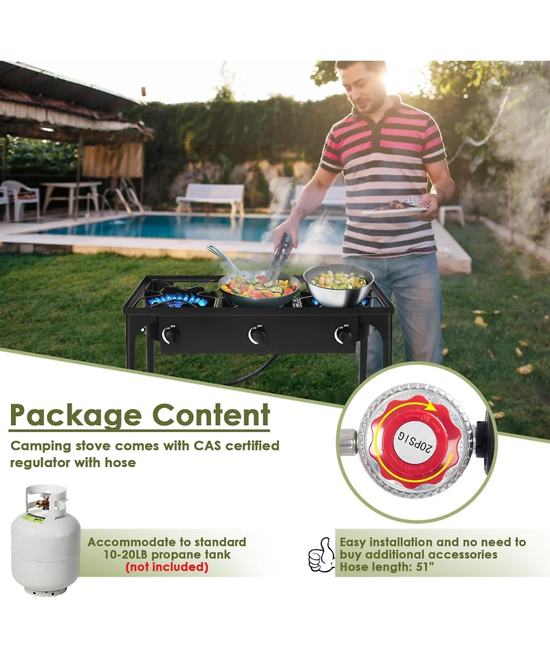 Skonyon 225 000-btu Portable Propane 3 Burner Gas Cooker