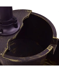 Skonyon 2 Tiers Outdoor Barrel Waterfall Fountain with Pump