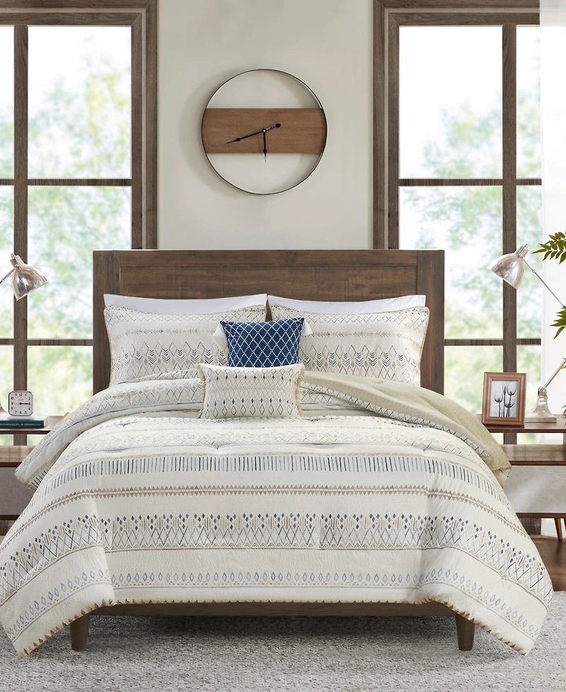 Madison Park Fraser Seersucker 5-Pc. Comforter Set, Full/Queen